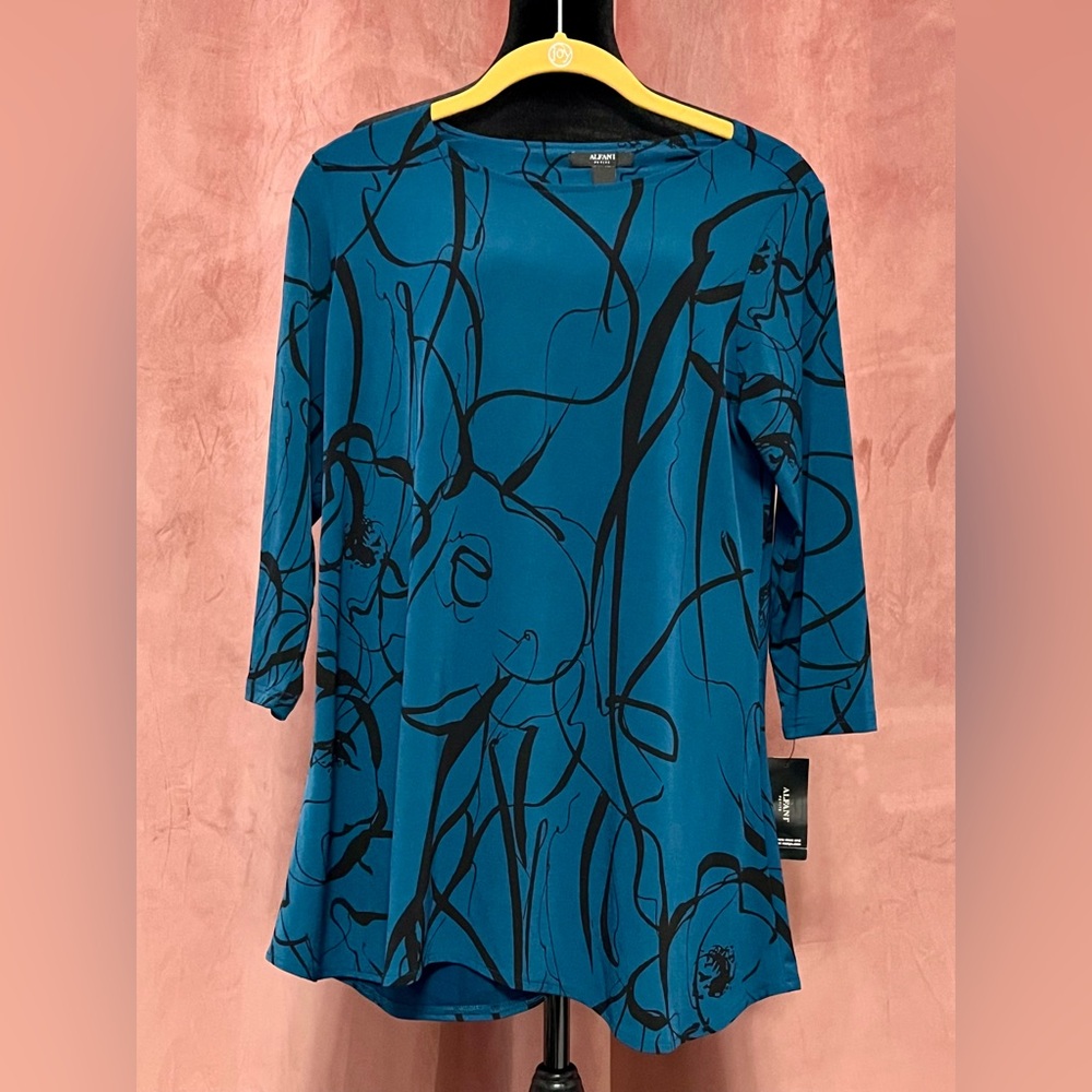 Alfani | 3/4 Sleeve Blouse | Easy Pieces | Turquoise | Petite Large | NWT